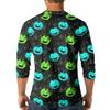 Men Casual Halloween Print Henley Shirt Raglan Sleeve Three Quarter Length Button Front Top for Fall Seasonal Wear