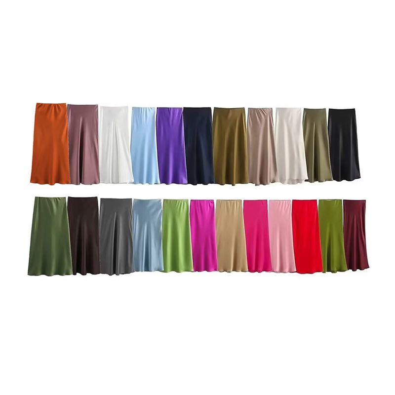 Fashion Kaslead Women's Silk Satin Skirt
