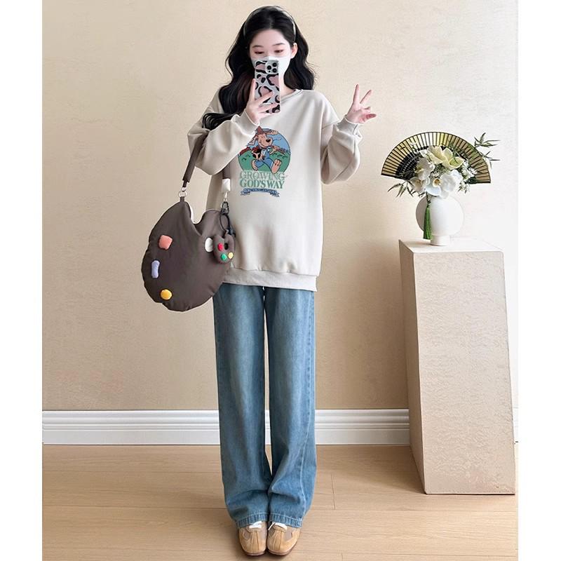 Umstandsmode 2025 Herbst/Winter Fashion Bauchbedeckendes Sweatshirt & Jeans Zweiteiler