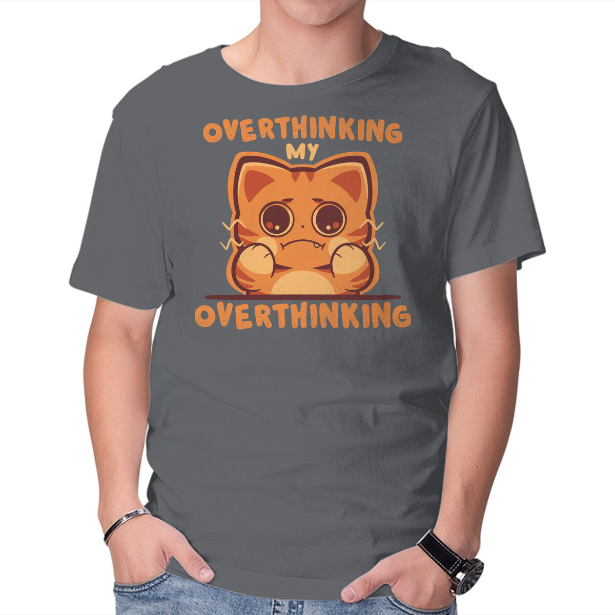 Unisex Crew Neck T-Shirt Overthinking My Overthinking Graphic Short Sleeve Casual Tee XXXXL