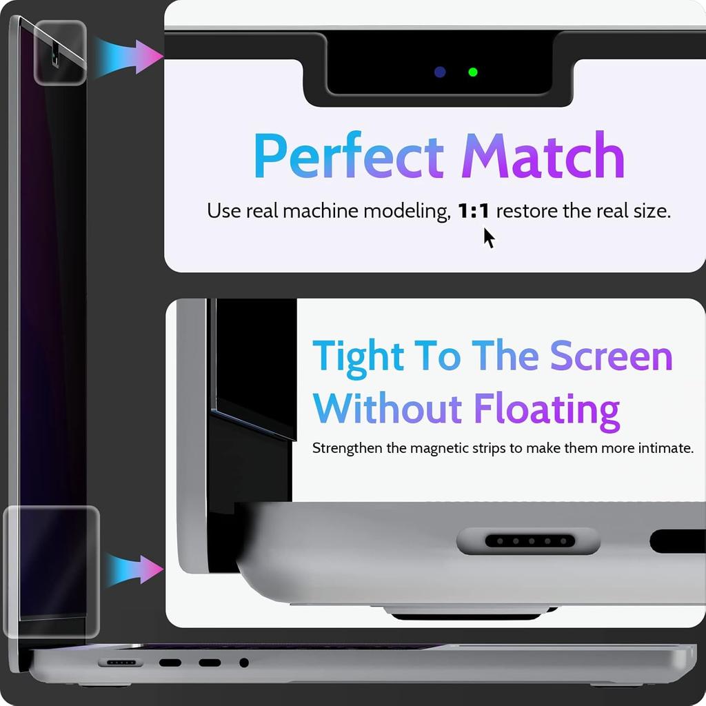 Magnetic Privacy Screen Compatible with MacBook Pro 16 Inch (2021-2024, M1, M2, M3, M4) Removable Private Filter Protector for MacBook Air 12" 13" 15"