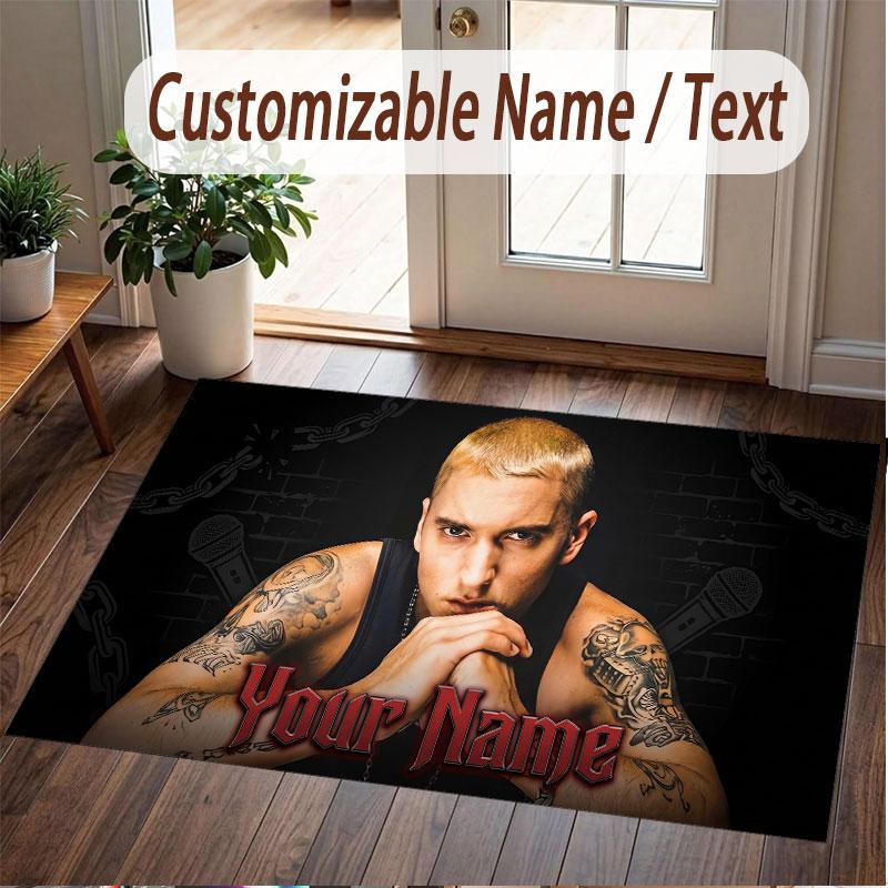 Custom Name Crystal Velvet Rug,Eminem Comfortable Anti Slip Floor Mat For Room Decoration