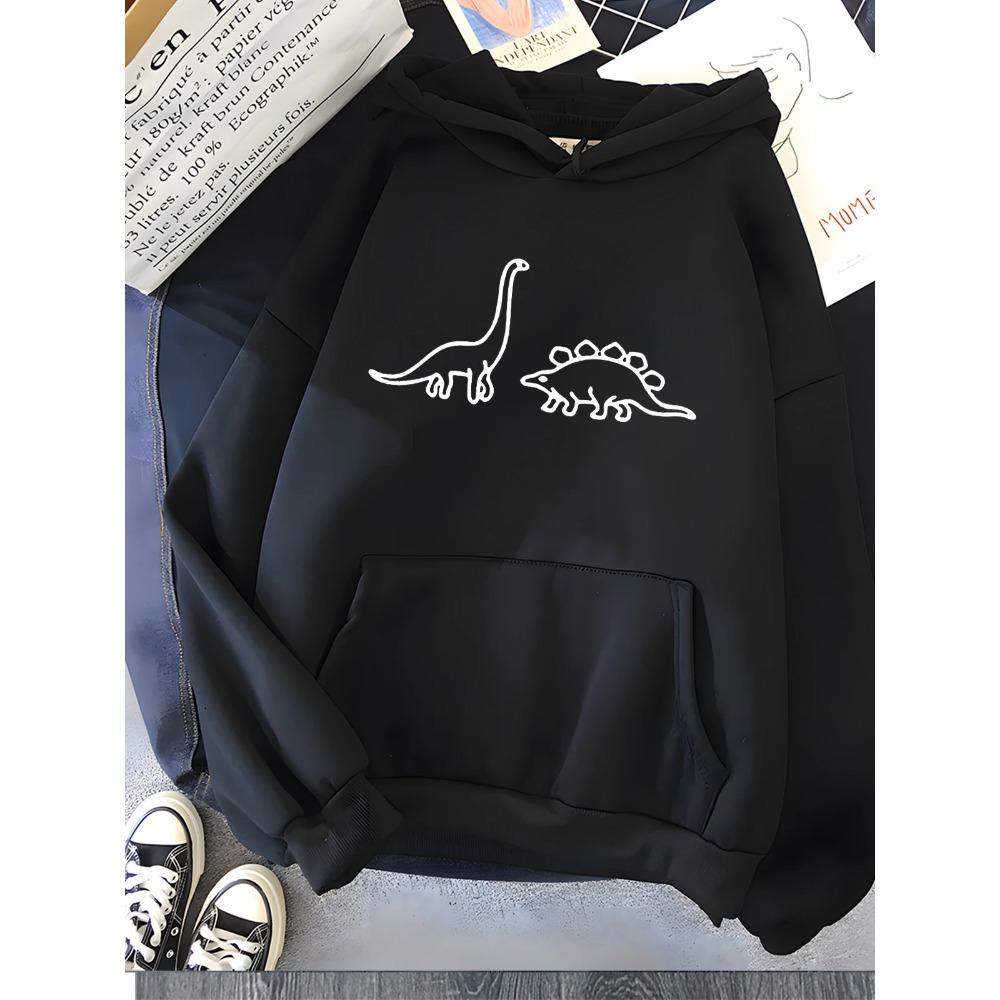 Kawaii Dinosaurier Print Hoodies Damen Weich Warm Locker Lässig Sportbekleidung Damen Sweatshirt Fleece Damen Kleidung 2023