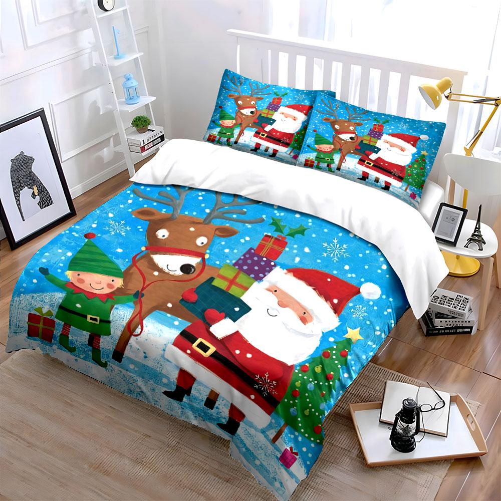 Christmas Theme with Gifts Bedding Duvet Cover Set Duvet Cover Pillowcases  (1*Duvet Cover 2*Pillowcases, Without Duvet Insert)