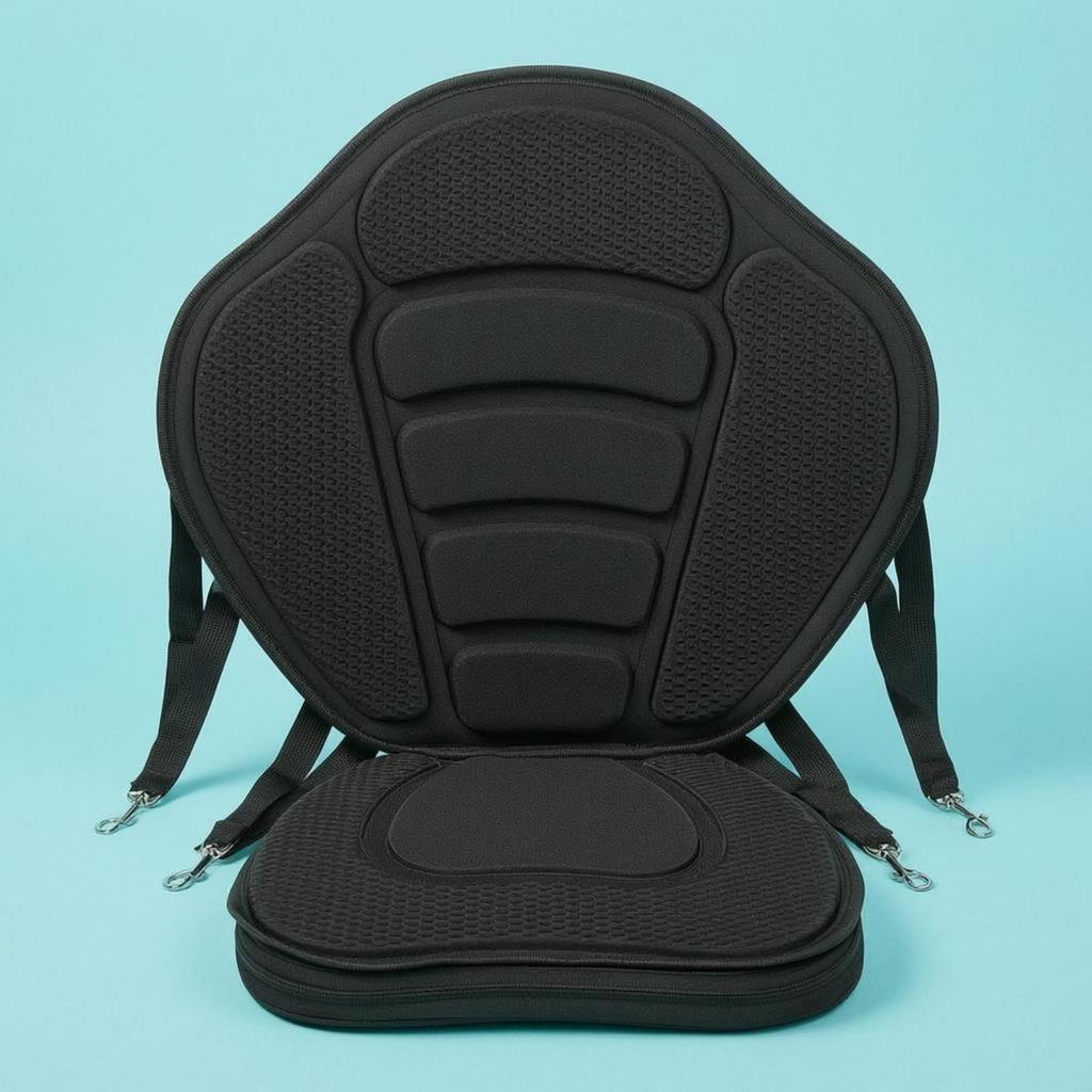 Padded Kayak Seat Cushion Metal Hooks High Back Textured for Outdoor