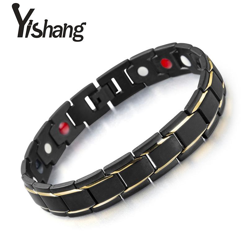 E-commerce Hot Selling 12MM Four In One Magnetic Titanium Steel Bracelet Stainless Steel Bracelet Shining In Europe and America