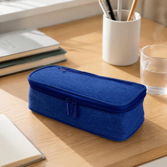 Portable School Supplies Bag Multi-compartment Pencil Case, Large Capacity Durable Stationery Organizer, Polyester Compact Wear-resistant Pouch
