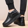 Mens Winter Waterproof PU Snow Boots Thick Insulated Slip-On Warm Casual Low-Cut Middle-Aged Seniors