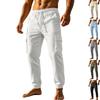 Europe, America Spring and Summer Cotton and Linen Casual Tied Feet Multi-pocket Shrink Rope Solid Color Loose Large Size Trousers