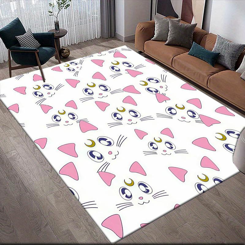 Sailor Moon5 Flannel Pattern Square Carpet,Area Rug,Carpet Rug for Living Room Bedroom Sofa Playroom Decor,Non-slip Floor Mat