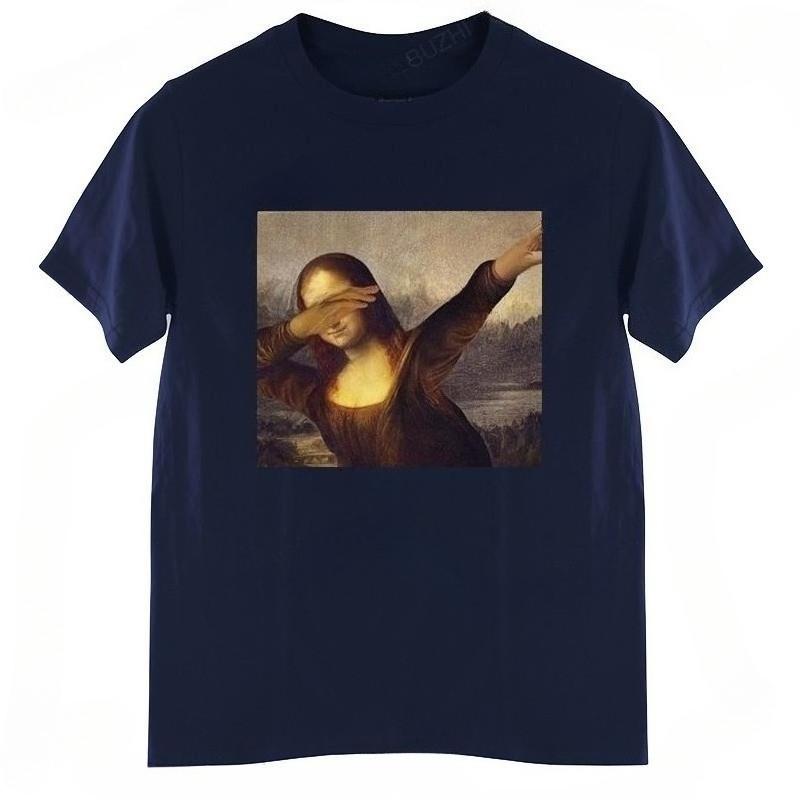 Summer T-Shirt Men's Cotton Top Unisex Dabbing Mona Lisa Dab Hiphop Classic Art Mona Lisa Black Men's T-Shirt