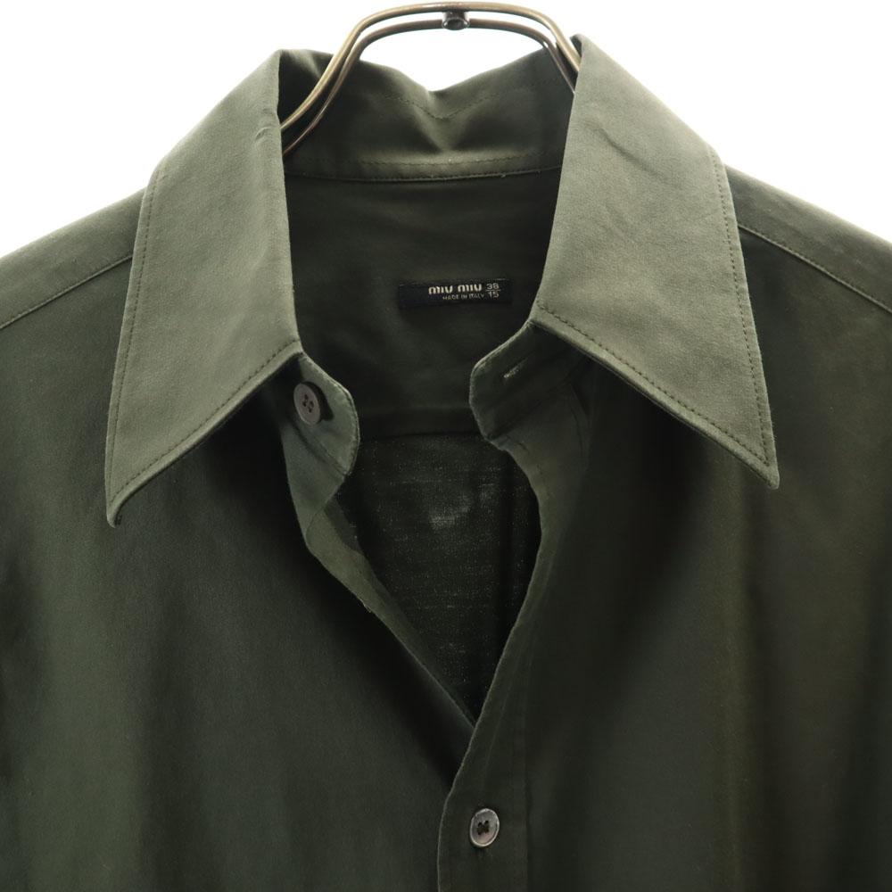 MIUMIU Made In Italy Long Sleeve Button Down Shirt 38/15 Khaki Men's Used