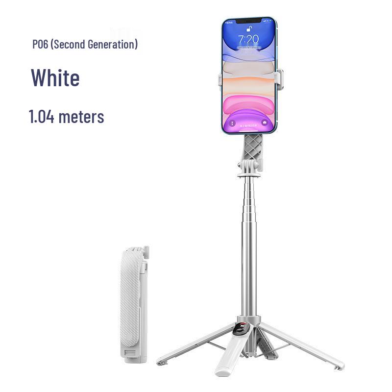 P07 Bluetooth Selfie Stick Tripod with Four-Legged Stability, 1.05m Height, Fill Light, and P06 Bracket for Floor Live Broadcast
