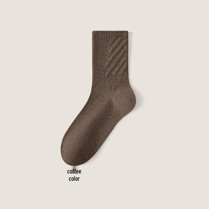 Men's Pure Cotton Antibacterial Mid-Calf Black Business Socks - 2025 New Autumn/Winter Style.