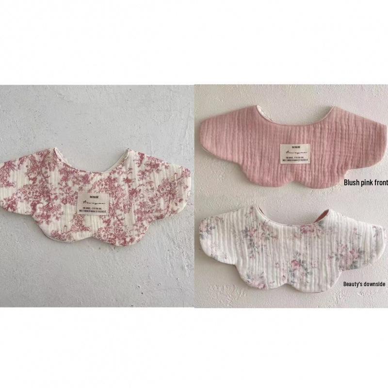 Pure Cotton Korean-Style Baby Drool Bib - Lightweight, Absorbent, Anti-Spit Up, Petal Design