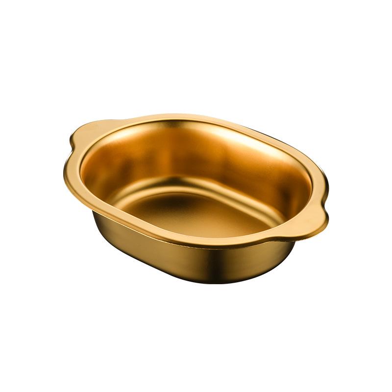 Korean Stainless Steel Oval Ramen Bowl & Salad Plate Combo for Cooking and Serving.