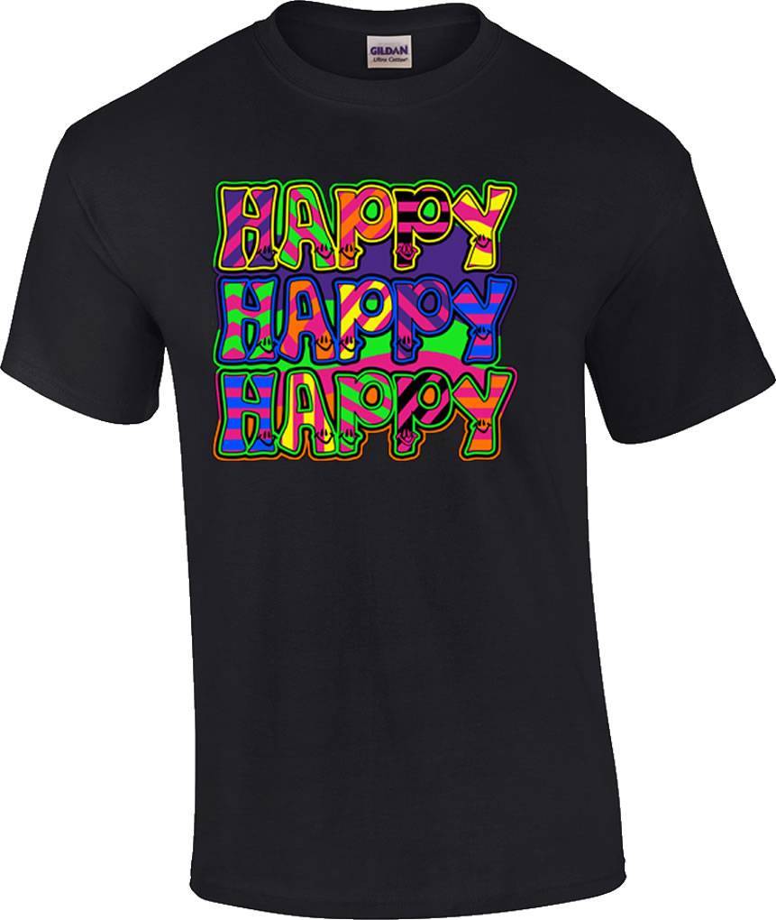 Funny Smiley Face Happy Happy Happy Inspirational T-Shirt S