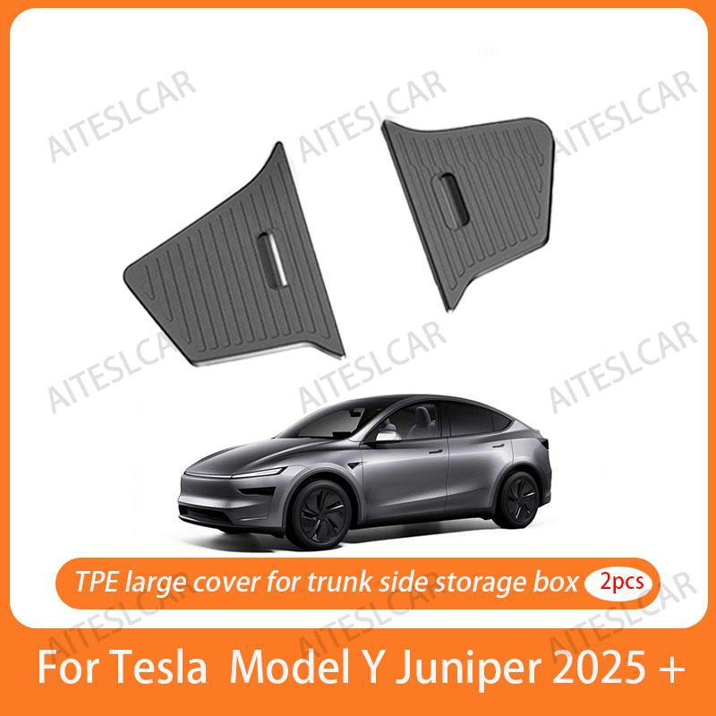 Trunk Organizer For New Tesla Model Y Juniper Launch Refresh 2025 Rear Trunk Storage Bins Side Box Organiser TPE Accessories
