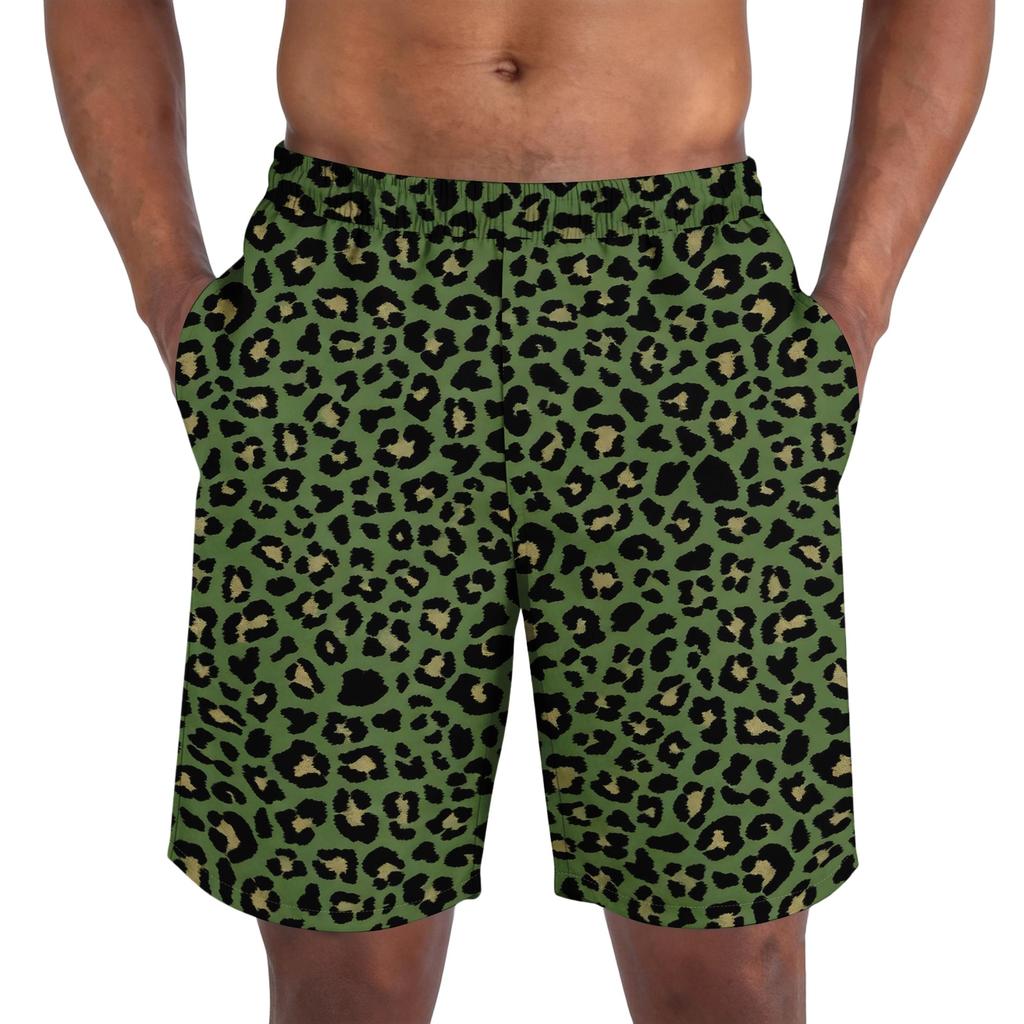 Herren Shorts mit Leopardenmuster - Lässige Leichte Atmungsaktive Sportshorts für den Sommer