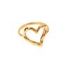 Personalized Heart-Shaped Textured Ring, 18K Gold Plated Stainless Steel