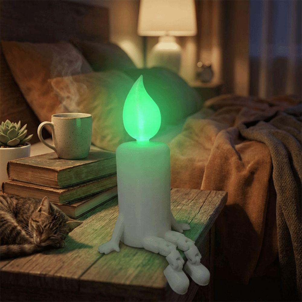 3D Printed Glowing Candle Figurine Glow-in-the-Dark Simulation Candle Desktop Ornament Novelty Articulated Joints