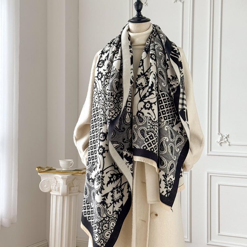 Dual-purpose Imitation Cashmere Scarf, Air-conditioned Room Warm, Cashew Texture Fashion Shawl, Autumn and Winter Thickened Warm Scarf