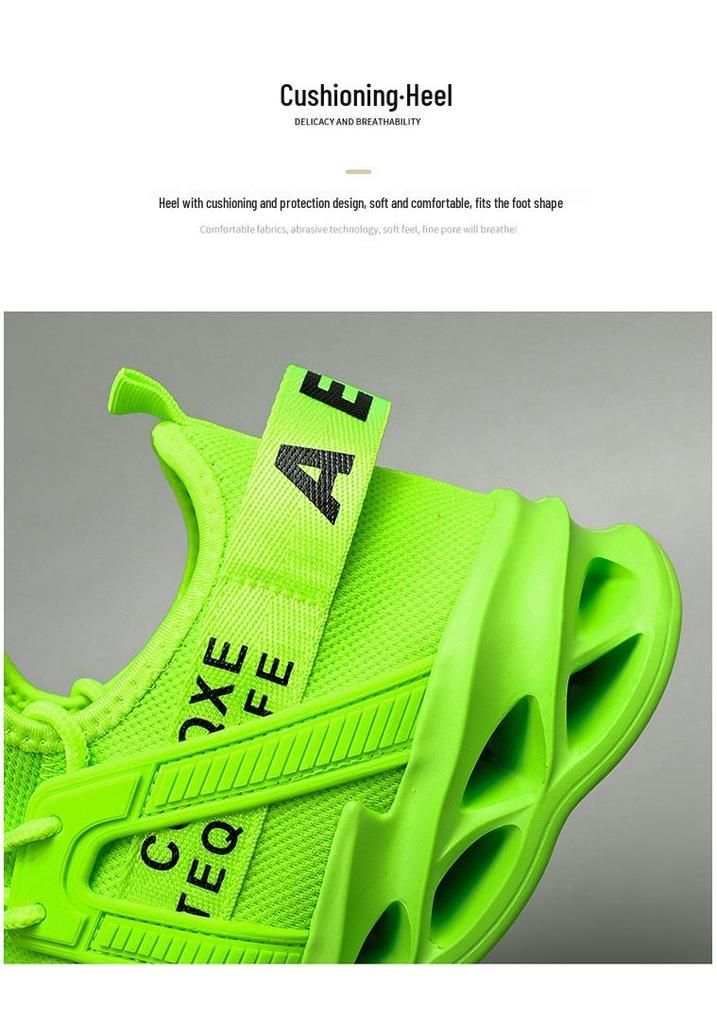 7770 Men's Low-Top Blade Sole Running Shoes - Iridescent Mesh Upper, Large Size, Trendy & Casual for Spring/Summer Jogging