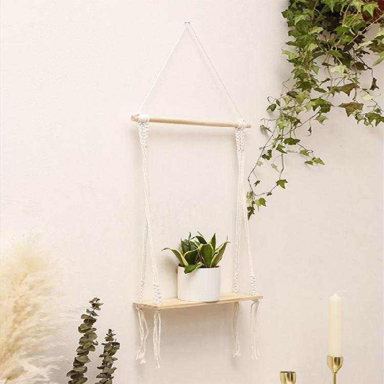 Functional Woven Tapestry Wall Hangings Shelf for Plant Bathroom Bedroom