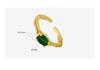Korean-Inspired Brass Ring Set with Oval Emerald Zircon: Unique Design for Couples