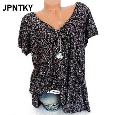 JPNTKY Damenmode Lässig Kurzarm V-Ausschnitt Blusen & Hemden