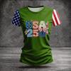 Blusa Feminina da Moda Casual de Manga Curta com Estampa e Gola Redonda