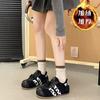 Leopard Print Velvet German Training Big Head Bread Shoes  Winter New Warm, Non-slip and High Casual Lace-up Cotton Shoes