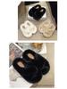 2025 Spring Women's Fuzzy Slippers: Thick Sole, 7cm Height Boost, Korean Style for Petite Women, Perfect for Autumn/Winter Wear.