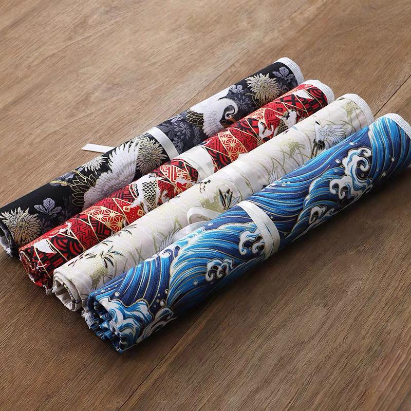 Ancient Style Canvas Calligraphy Brush Roll | Elegant Bamboo Pen Storage | Portable, Creative & Exquisite Design
