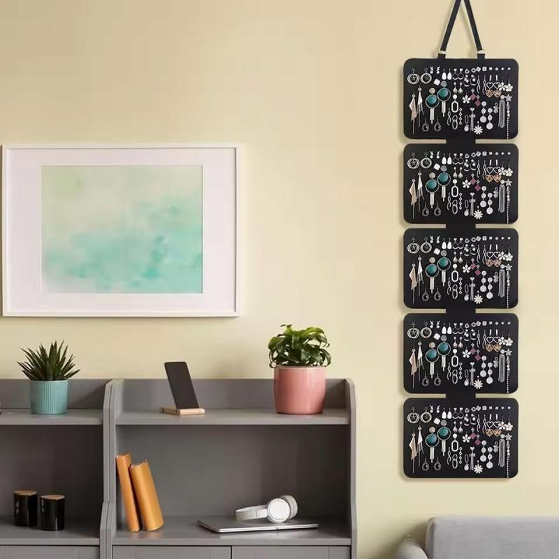 1pc Foldable Felt Jewelry Organizer,Wall Hanging Earring Pendant Display,Storage Bag For Necklaces,Bracelets