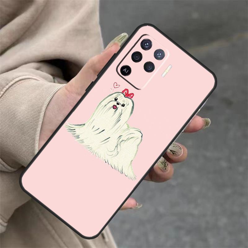 Maltese Dog Puppy For OPPO A53S A57S A54 A74 A94 A17 A77 A58 A78 A98 A5 A9 A96 A76 A16 A52 A72 A79 A15 Case