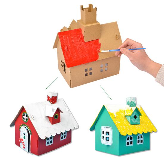 1 Set Interactive Handmade DIY Assembly Kit Paper Creative House Shape DIY Assembly Accessories for Children