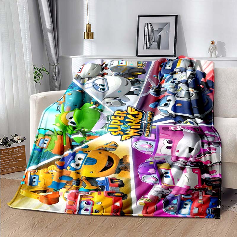 Cartoon Anime Super Wings Throws Blanket for Bedding Picnic Kid Super Soft Cute kawai high quality Flannel Blanket birthday gift