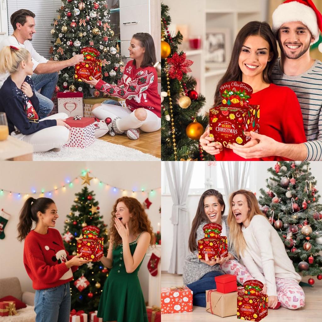 Christmas Gifts Red Box Decorative Paper Material Party Holiday Celebrations