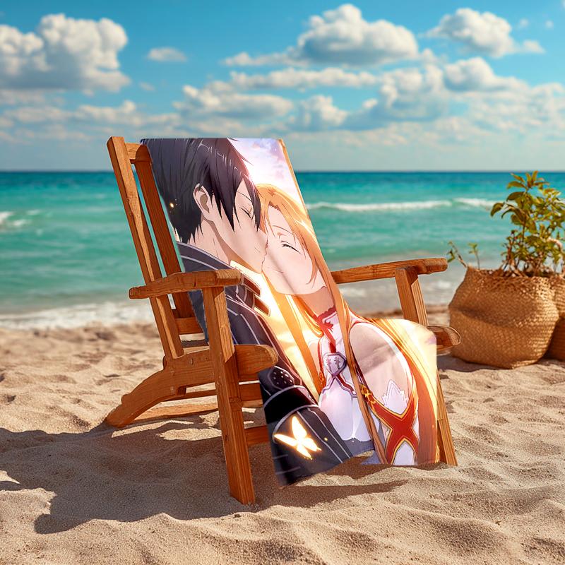 1pc Sword Art Online2 Beach Towel, Comfortable and Thick, and Swimming/Bath/Picnic/Camping Towel, Suitable for Seaside Beaches