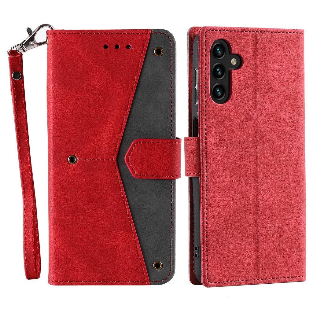 For Samsung Galaxy S26/S26 Pro Leather Case Splicing Stitching Wallet Phone Cover with Wrist Strap