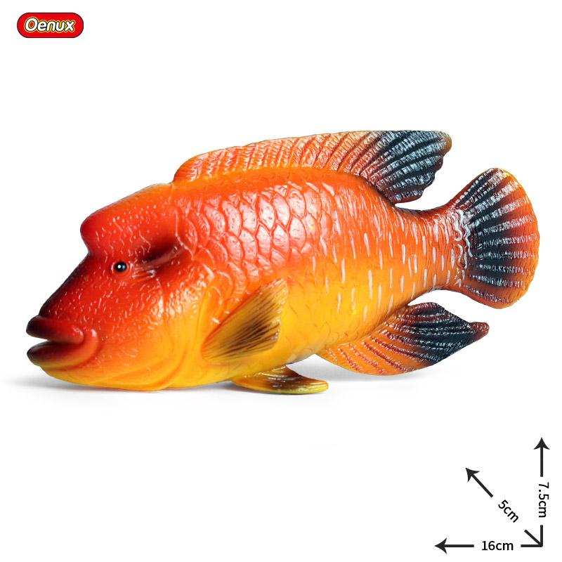 Oenux Sea Life Animals Model Action Figures Ocean Fish Sailfish Bass Grouper Salmon Aquarium Figurines PVC Educational Kids Toy