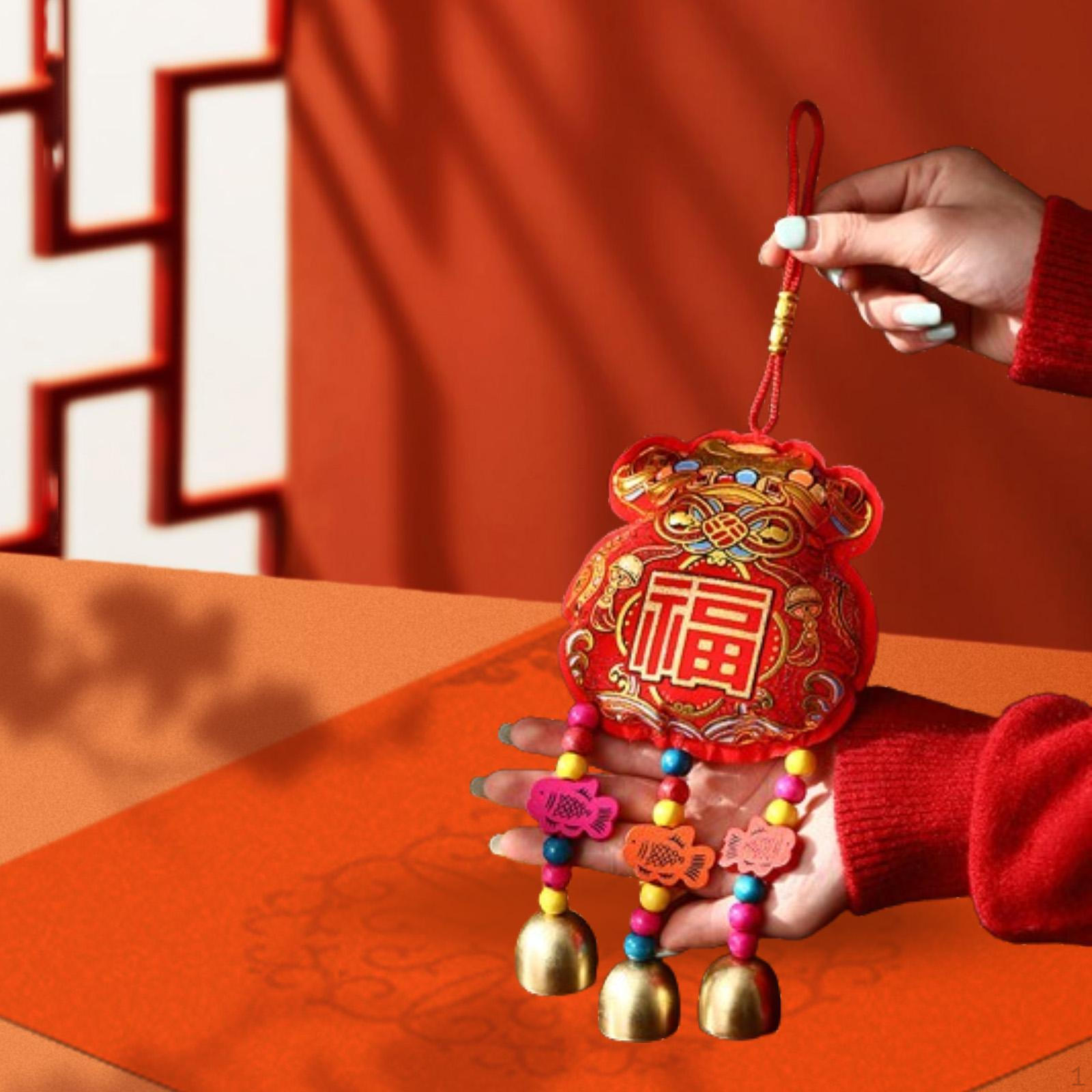 

Колокольчики Китайский Год Подвесной Украшение Талисман Удачи, Весенний Фестиваль Украшения Колокольчик Money Bag