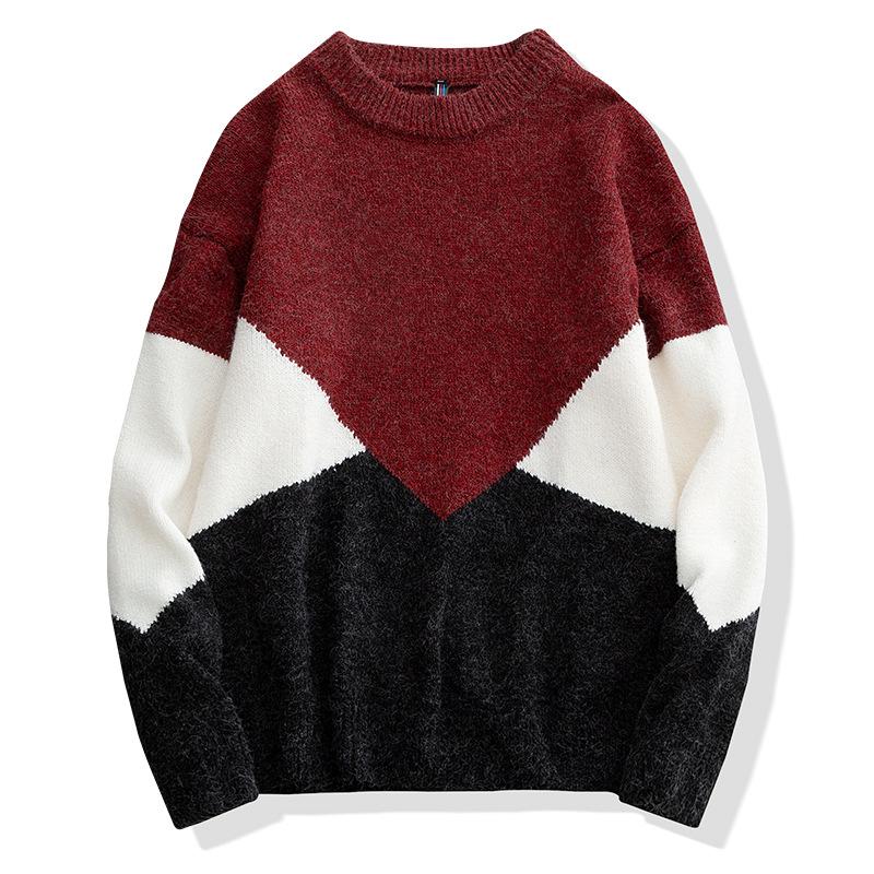 Winter Men 'S Round Neck Thicken Sweater Loose Knitwear Sweater Warm Bottoming Shirt 