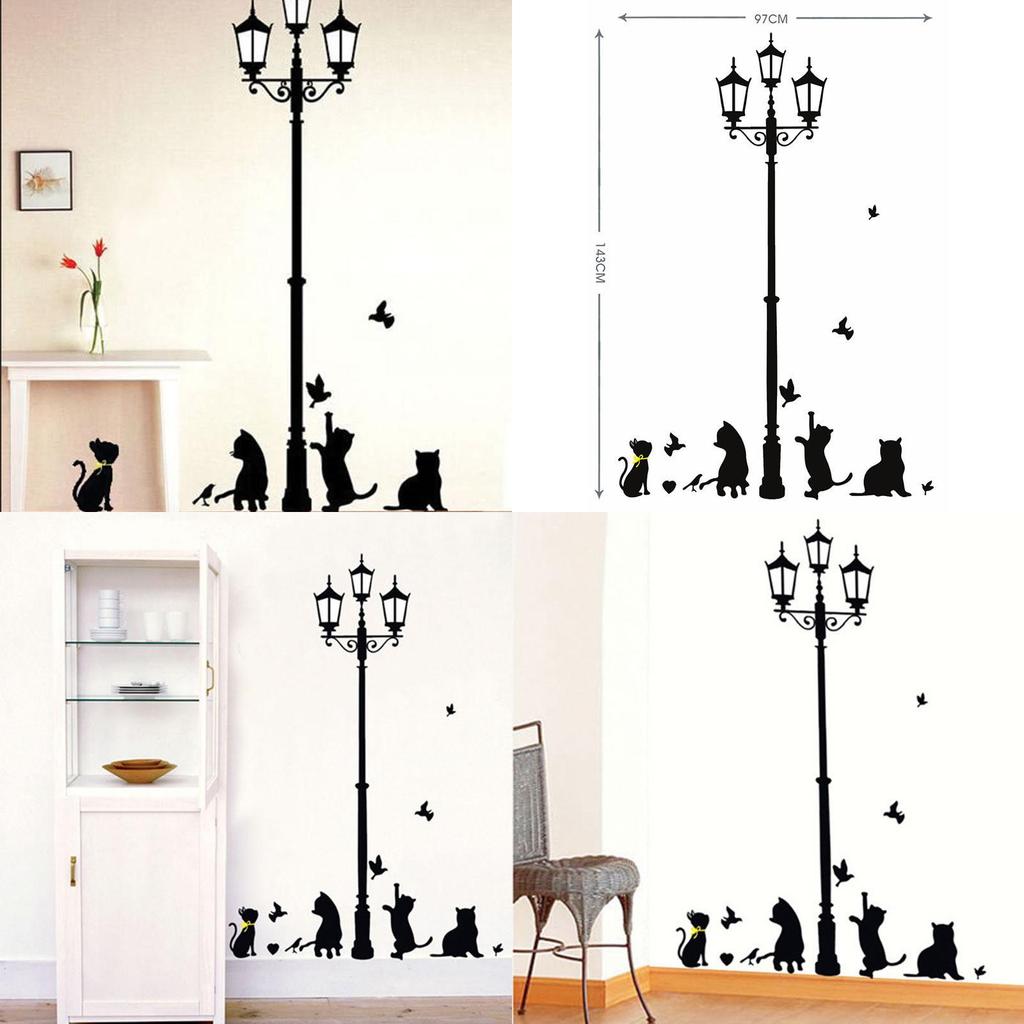 Quality Home Decor Wallpaper Pvc Wall Stickers With Cartoon Animal Butterfly And Cat Design**