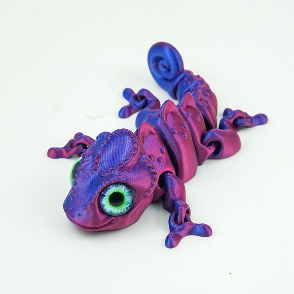 Multi-jointed 3D Printed Chameleon Model PLA Fine-tailed Chameleon Doll  Desktop Decoration