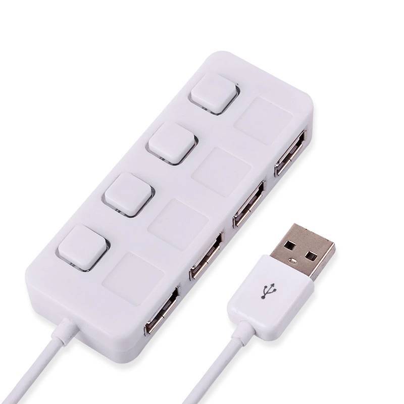 

Usb Hub With Switch And Four Ports For Keyboard Mouse U Disk Data Transfer білий