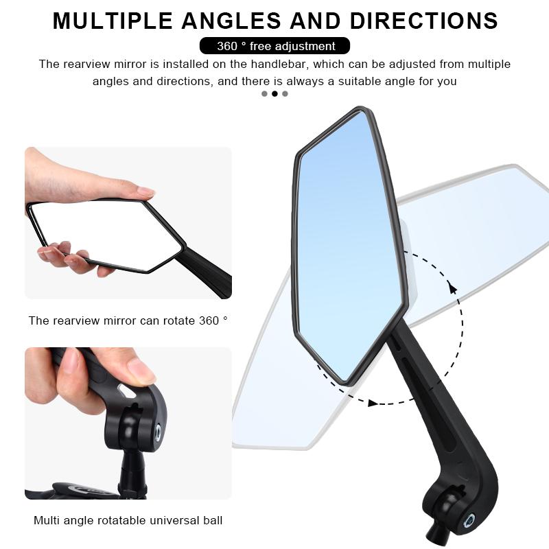 Bicycle Rear View Mirror Wide Range Reflector Two-Color Wide Angle Adjustable Bike Handlebar Rearview Mirrors MTB Accessories