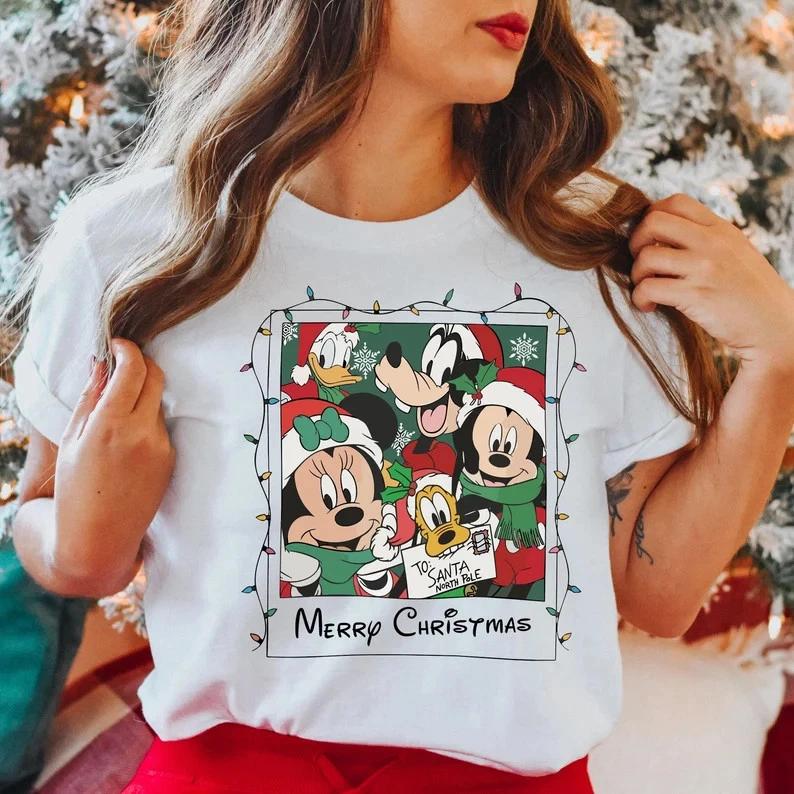 Cute Merry Christmas Mickey And Friends TShirt Unisex S