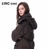 Jinyujie 2025 Winter Women's Hooded Mid-Length Down Jacket